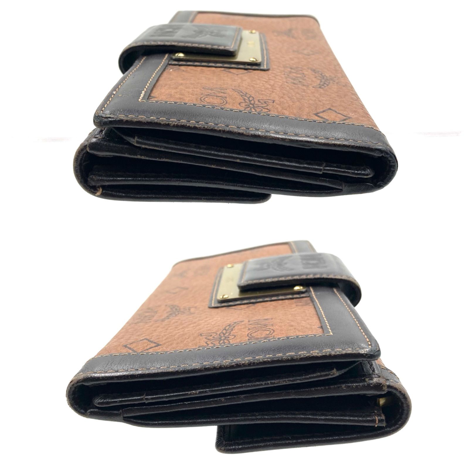 □近年□MCM エムシーエム ヴィセトス柄 三つ折り長財布 レザー