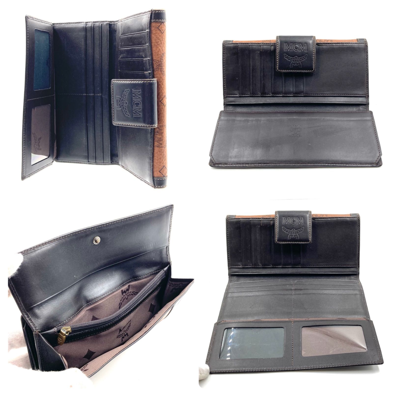 □近年□MCM エムシーエム ヴィセトス柄 三つ折り長財布 レザー 