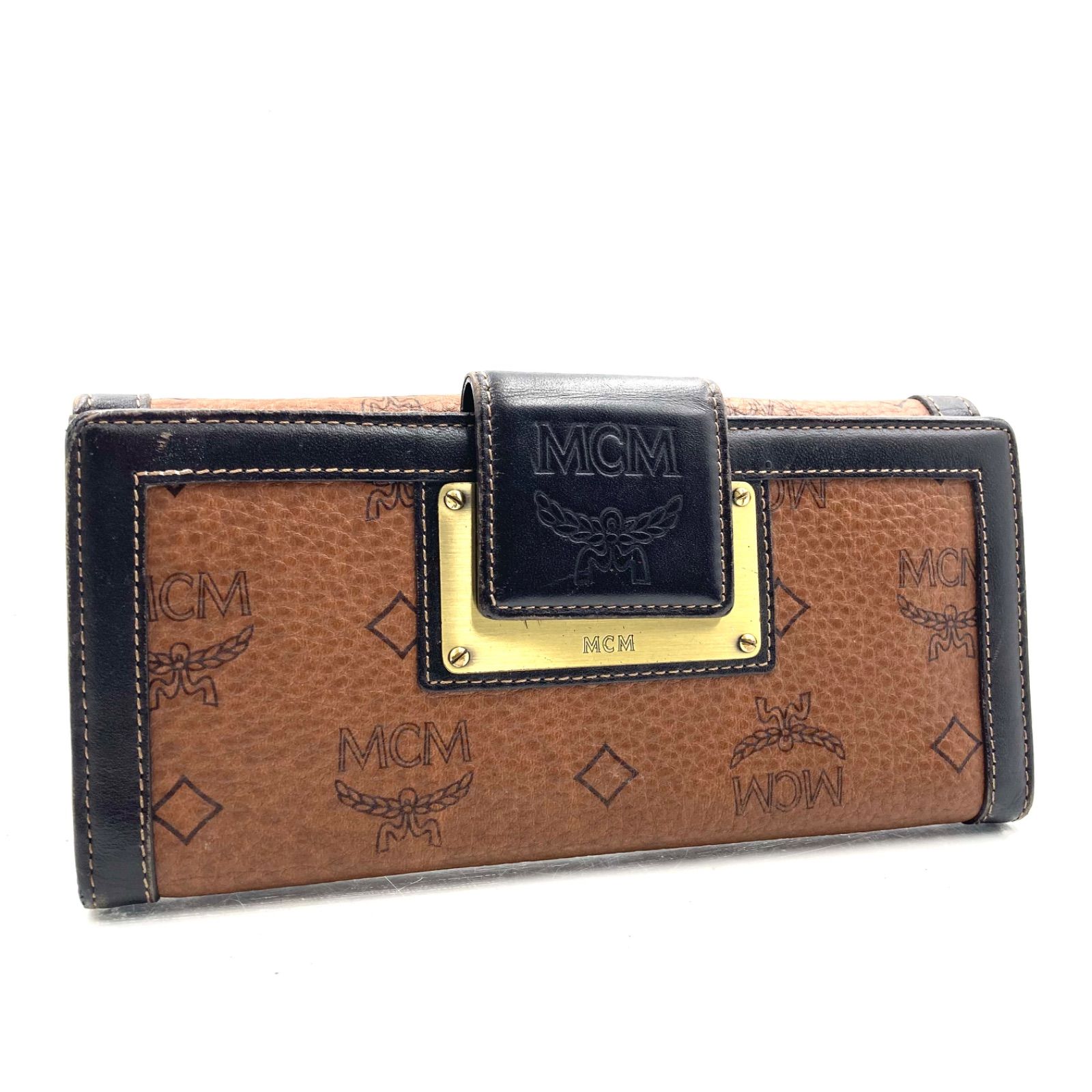 □近年□MCM エムシーエム ヴィセトス柄 三つ折り長財布 レザー
