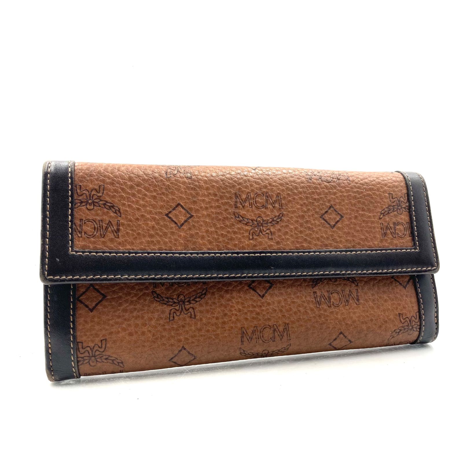 □近年□MCM エムシーエム ヴィセトス柄 三つ折り長財布 レザー