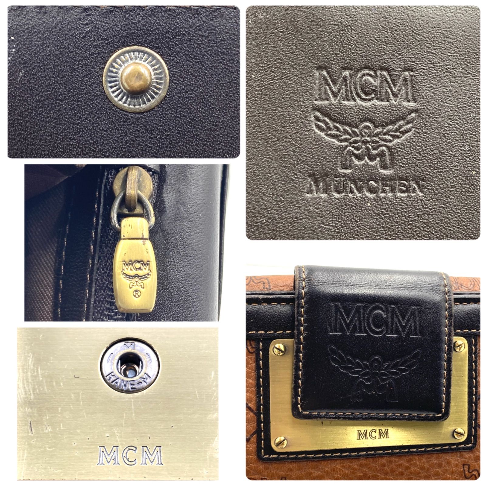 □近年□MCM エムシーエム ヴィセトス柄 三つ折り長財布 レザー 