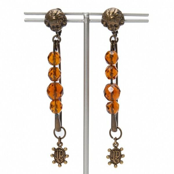 ジャンポールゴルチエJean Paul GAULTIER セーフティピンイヤリング 茶