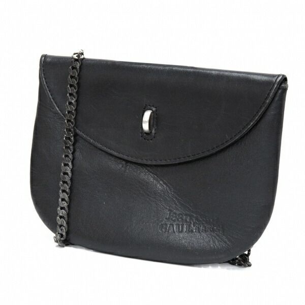Jean Paul Gaultier ショルダーポーチ 黒 ジャンポールゴルチエJean Paul GAULTIER レザーマルチチェーン