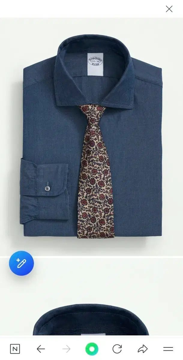 ブルックス ブラザーズ シャンブレー イングリッシュ プレ ドレスシャツ ブルー