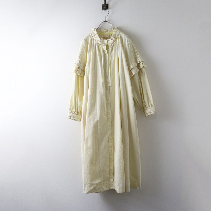 2025 ピンクハウス PINK HOUSE タックデニムリボンワンピース アイボリー ドレス 前開き フ ロング