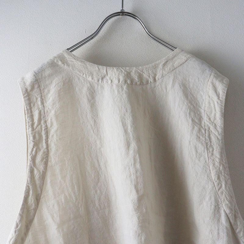 2021AW ネストローブ nest Robe リネン近江晒リボン付きベスト F｜オフ