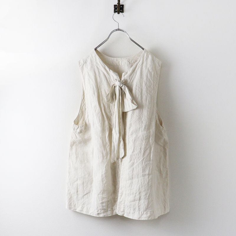 nestrobe・リネン近江晒リボン付きベスト ｜ 2021AW ネストローブ nest Robe リネン近江晒リボン付きベスト F｜オフ