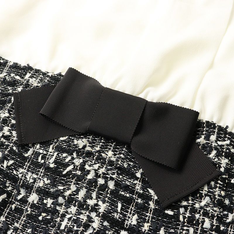 エムズグレイシー M'SGRACY ウエストリボン チェックツイード切替