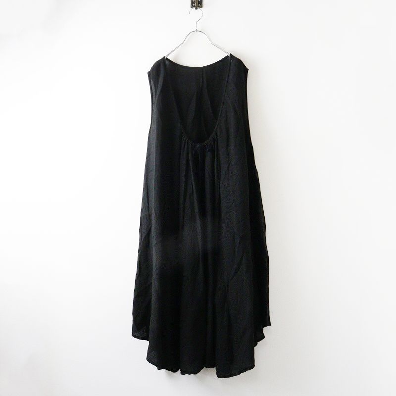 2025 AW ネストローブ nest Robe リネン サークルヘムノースリーブワンピース F ブラック トップス 前後着