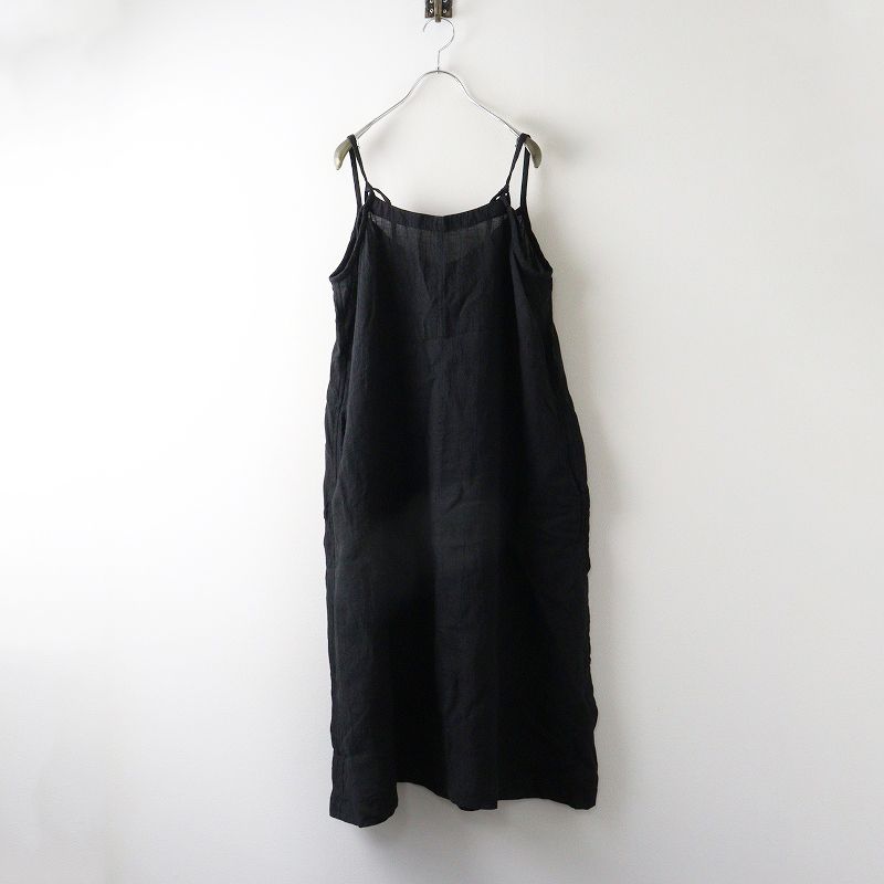 ヴラスブラム Vlas Blomme Washed Light Linen ジャンパースカート F ブラック リネン ノースリーブ ワンピース ドレス