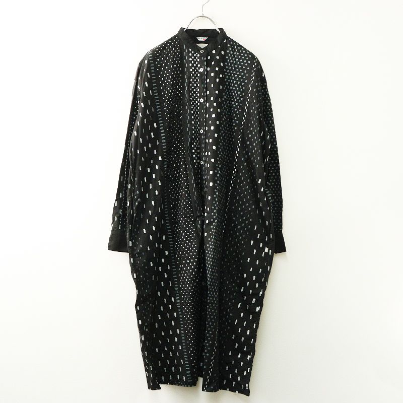 ソウソウ sousou 洋装 yousou コットンテンセルグランシャツワンピース 濡羽色 霰縞 ブラック バンド 羽織り
