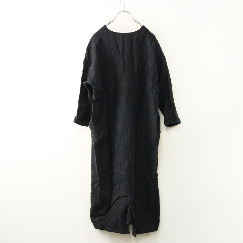 エヴァムエヴァ evam eva v neck one piece ウールコットンリネンVネックワンピース チャコール ドレス チュニック