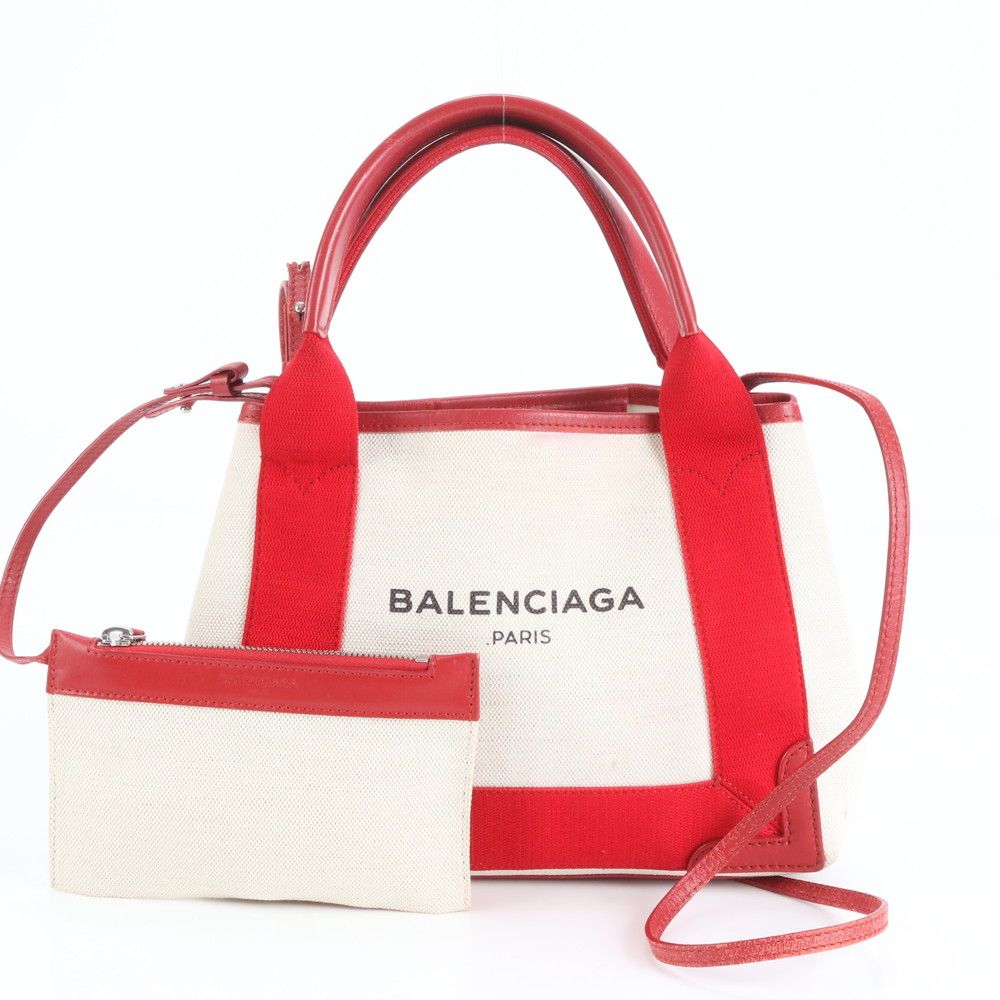 美品 バレンシアガ ポーチ付 ネイビー カバス XS レザー 2WAY トート