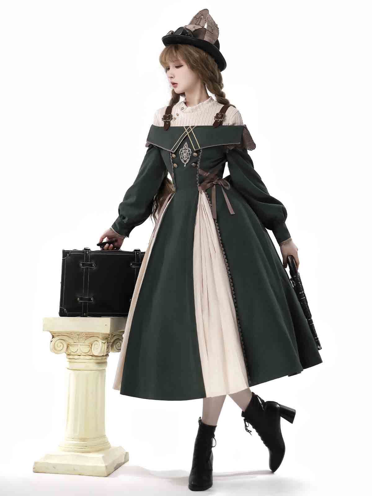 軍緑 ベージュ ロリータ Lolita 打ち合わせ用 インナートップス ワンピース 日常 甘め セット レディース 撮影 お出かけ イベント コスプレ 仮装 ガーリー清楚系コーデ 体型カバー フェミニン華やかスタイル