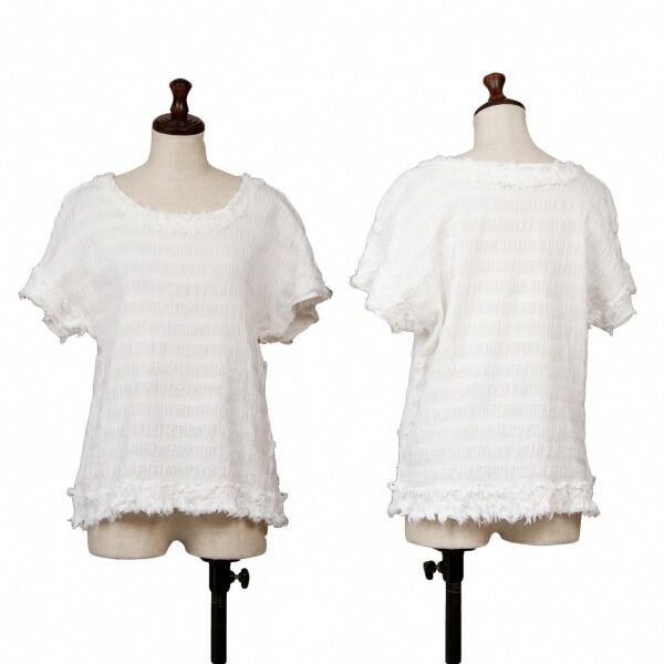 イッセイミヤケ ミーISSEY MIYAKE me ストライプ織り裁ち切り半袖