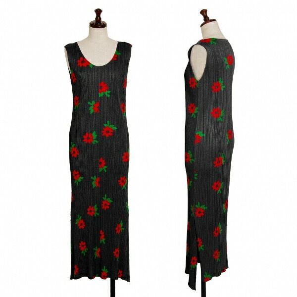 プリーツプリーズPLEATS PLEASE フラワープリントプリーツノースリーブ