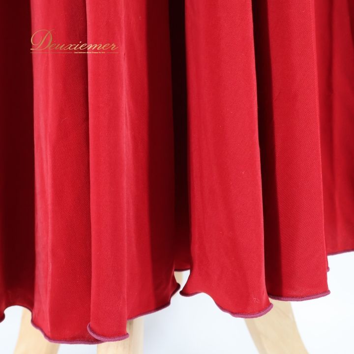 社交ダンス 衣装 スタンダード ドレス ワンピース 赤 無地 レース 上品