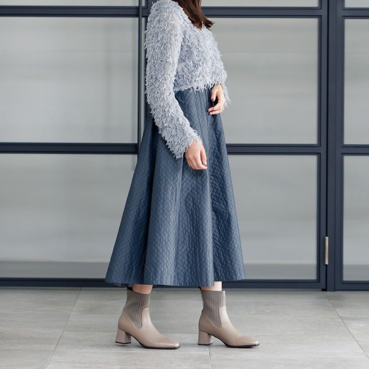 HIMIKO|ヒミコ|リブニットブーツ|631419グレー230