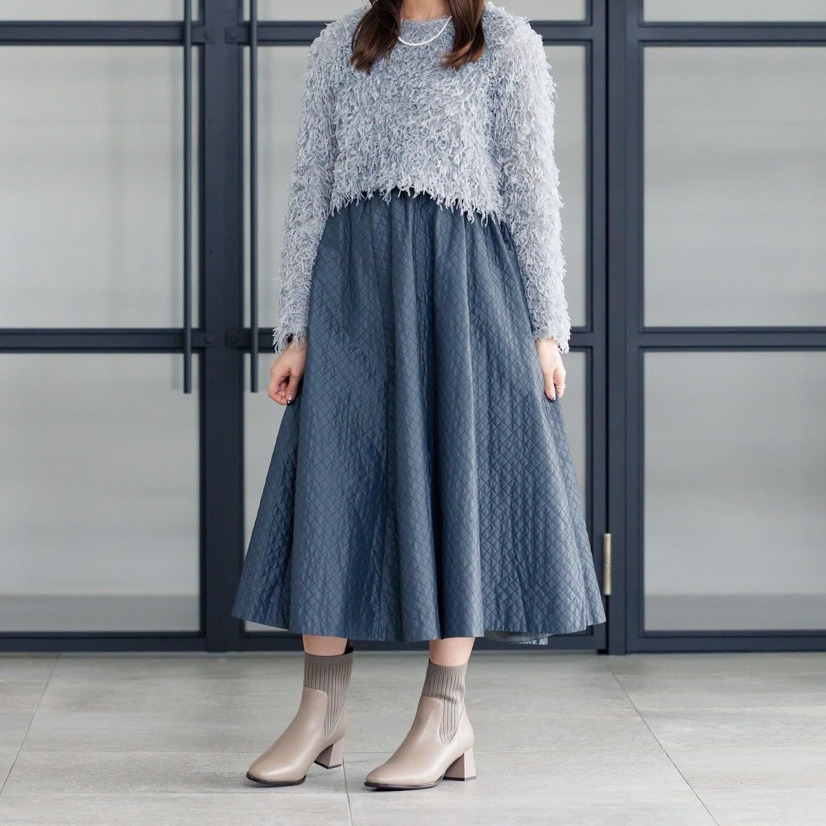 HIMIKO|ヒミコ|リブニットブーツ|631419グレー230