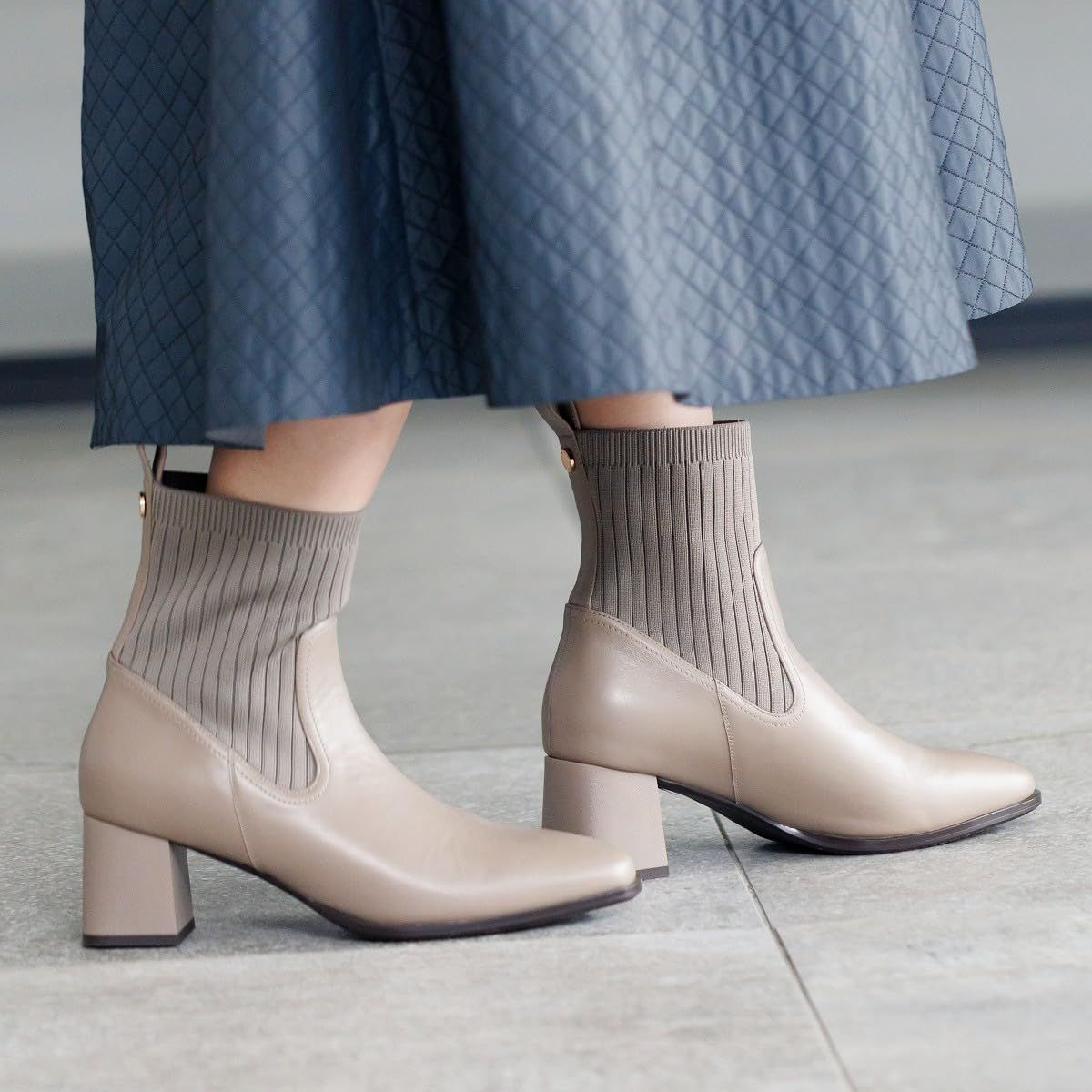 HIMIKO|ヒミコ|リブニットブーツ|631419グレー230