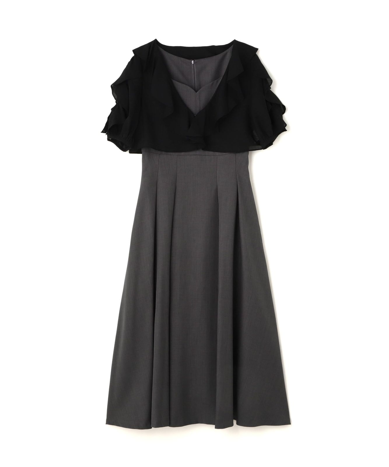 ナチュラルビューティーベーシック カジュアルドレス シアーボレロ＆ワンピース レディース チャコール×クロ