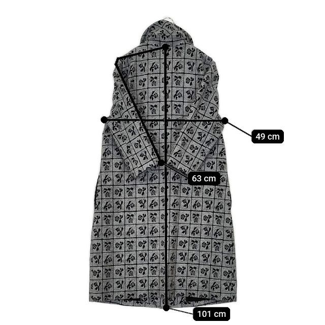 mina perhonen na6210 Lili 刺繍 ウール 総柄 コート グレー