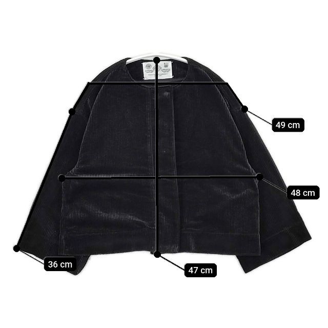 R&D.M.Co- 9W CORDUROY WIDE SLEEVE JACKET コーデュロイ ノーカラー