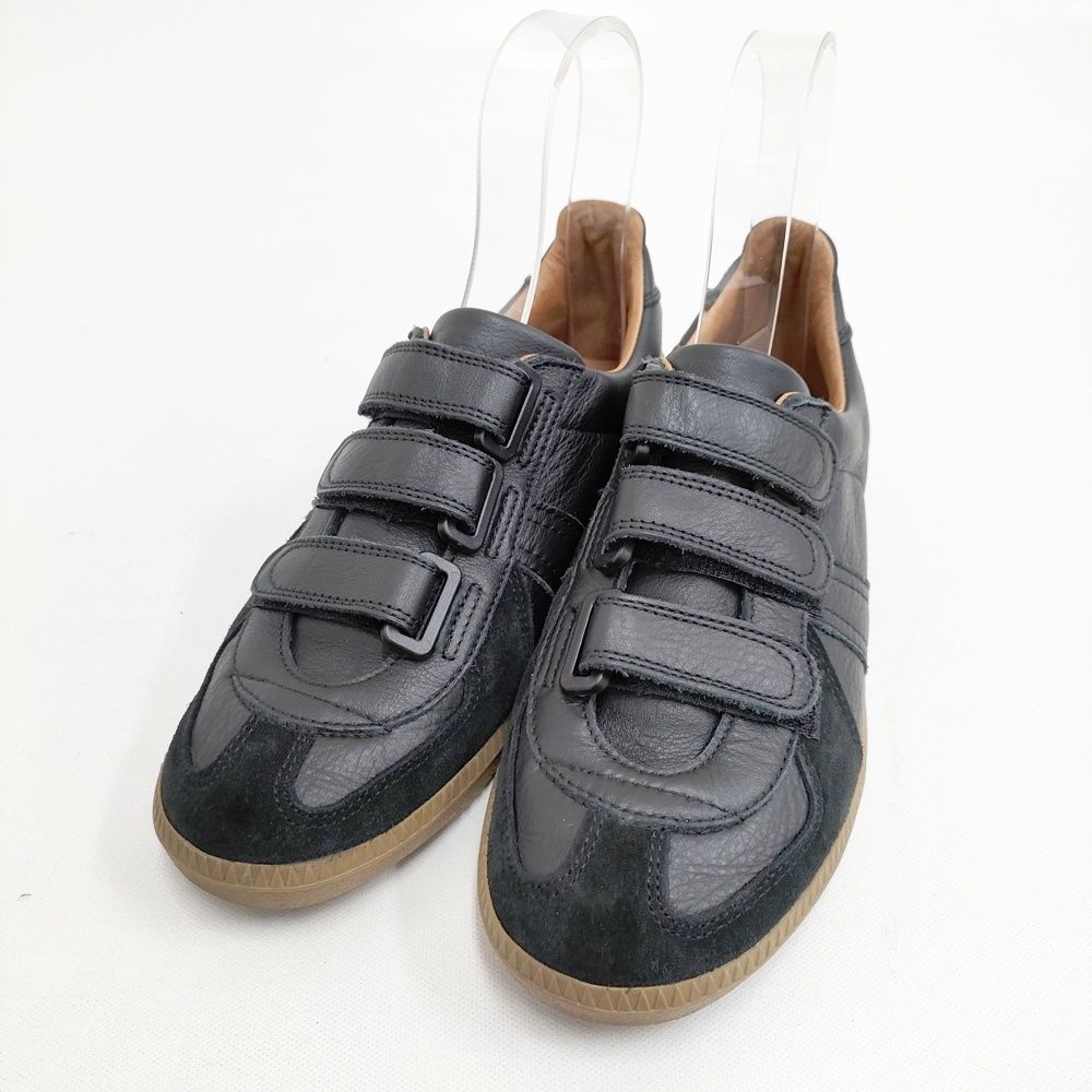 OF FOUND ジャーマントレーナー レザー ベルクロ 39 スニーカー ブラック レディース リプロダクションオブファウンド 5-1127 G◎