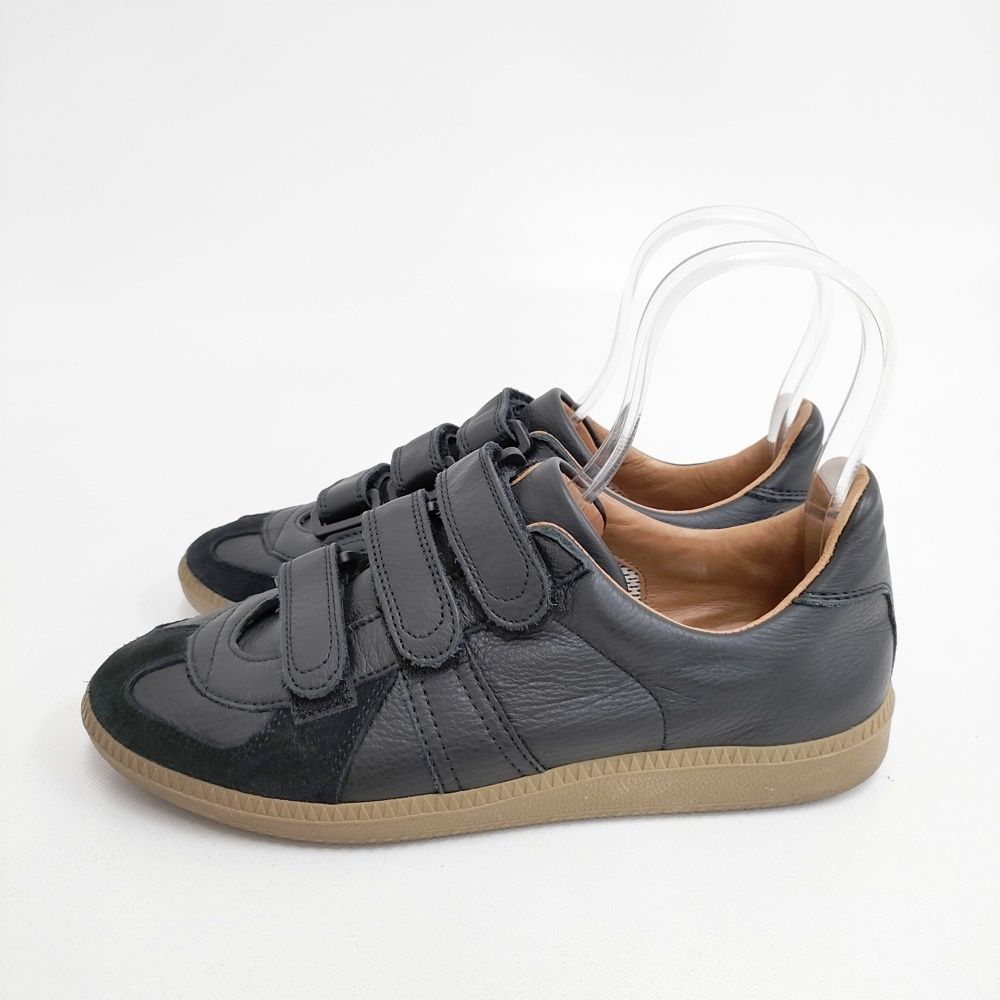 OF FOUND ジャーマントレーナー レザー ベルクロ 39 スニーカー ブラック レディース リプロダクションオブファウンド 5-1127 G