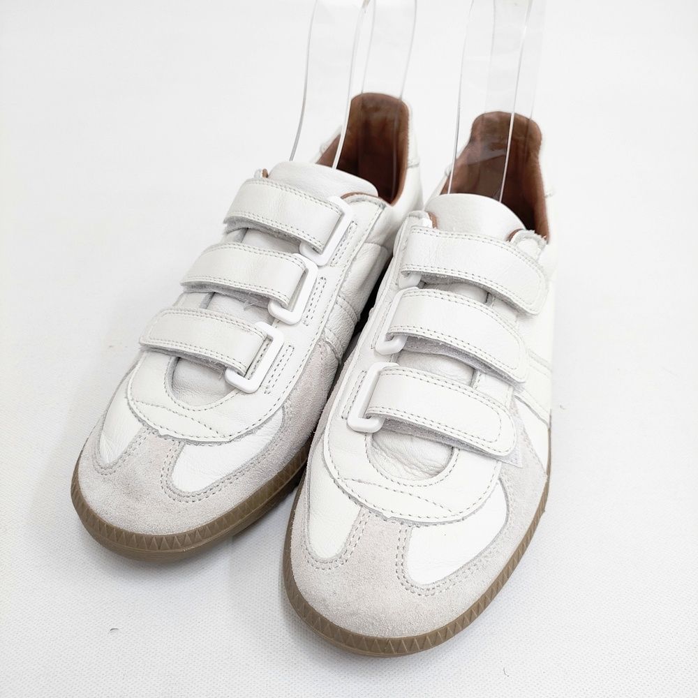 OF FOUND ジャーマントレーナー レザー ベルクロ 39 スニーカー ホワイト レディース リプロダクションオブファウンド 5-1127 G
