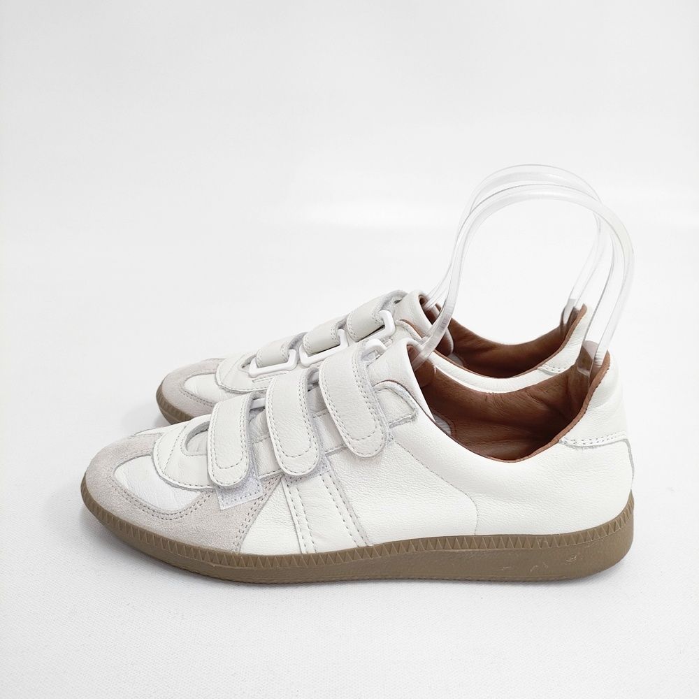 OF FOUND ジャーマントレーナー レザー ベルクロ 39 スニーカー ホワイト レディース リプロダクションオブファウンド 5-1127 G