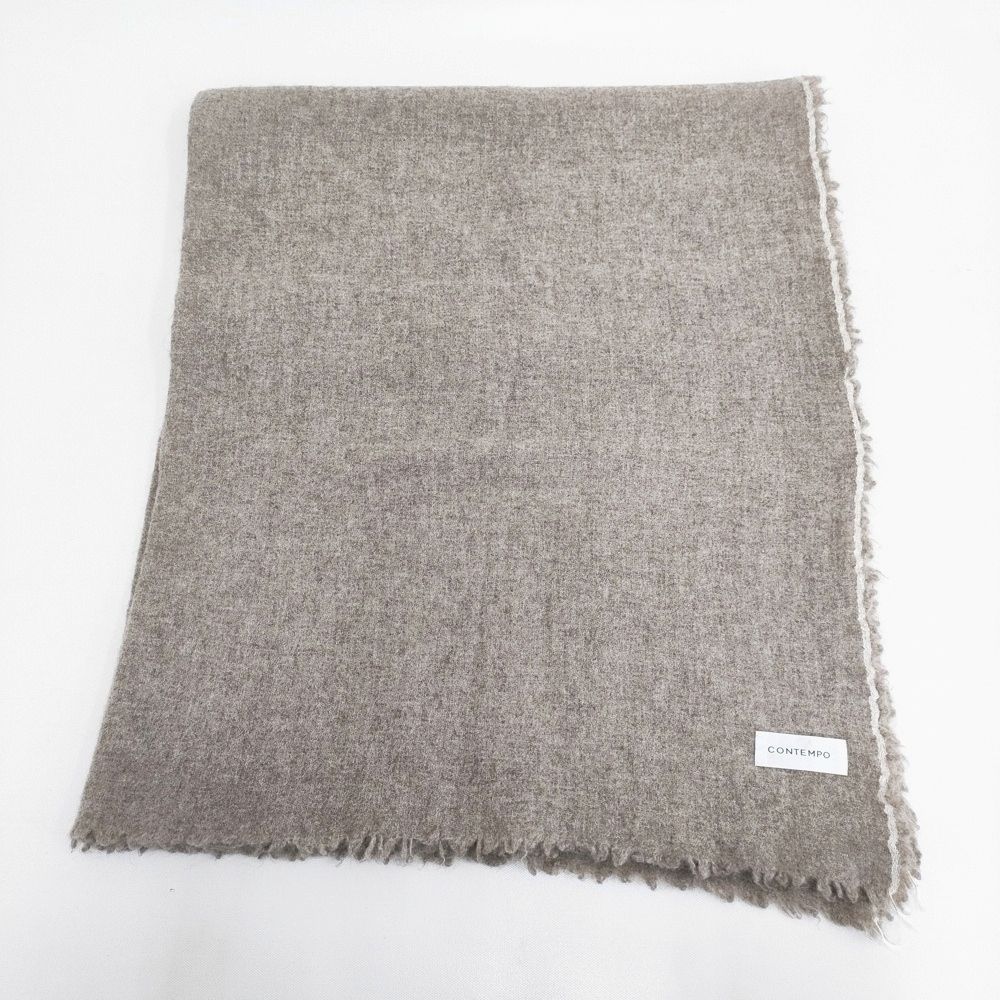 YAECA CONTEMPO 大判 ヤクストール マフラー 無地 ストール ベージュ レディース ヤエカコンテンポ【中古】5-1127T◎ YAECA CONTEMPO 大判 ヤクストール マフラー 無地 ストール ベージュ