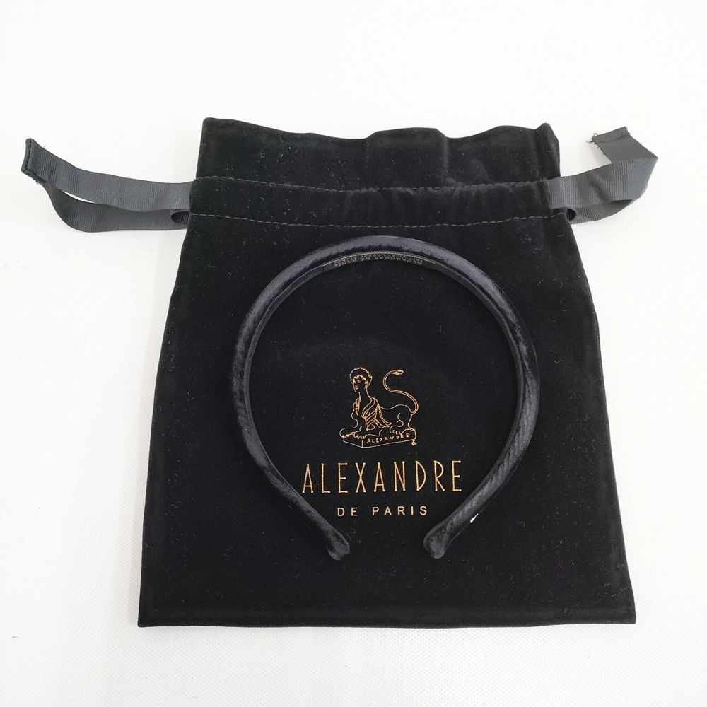 ALEXANDRE DE PARIS 黒 ベルベット Alexandre De Paris ベルベット カチューシャ ヘアアクセサリー