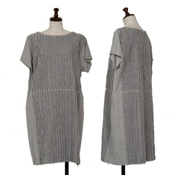 【美品】ハート イッセイミヤケ シャツワンピース チャコールグレー 美品】ハート イッセイミヤケ シャツワンピース チャコールグレー 美品