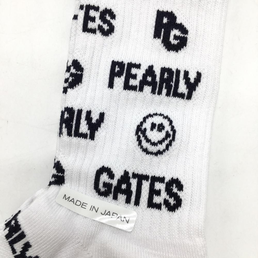 未使用級　パーリーゲイツ　ロゴ総柄　PG ニコちゃん　デニム　ロゴ刺繍　ハット 未使用品】パーリーゲイツ ソックス 白×黒 ロゴ総柄 ニコちゃん