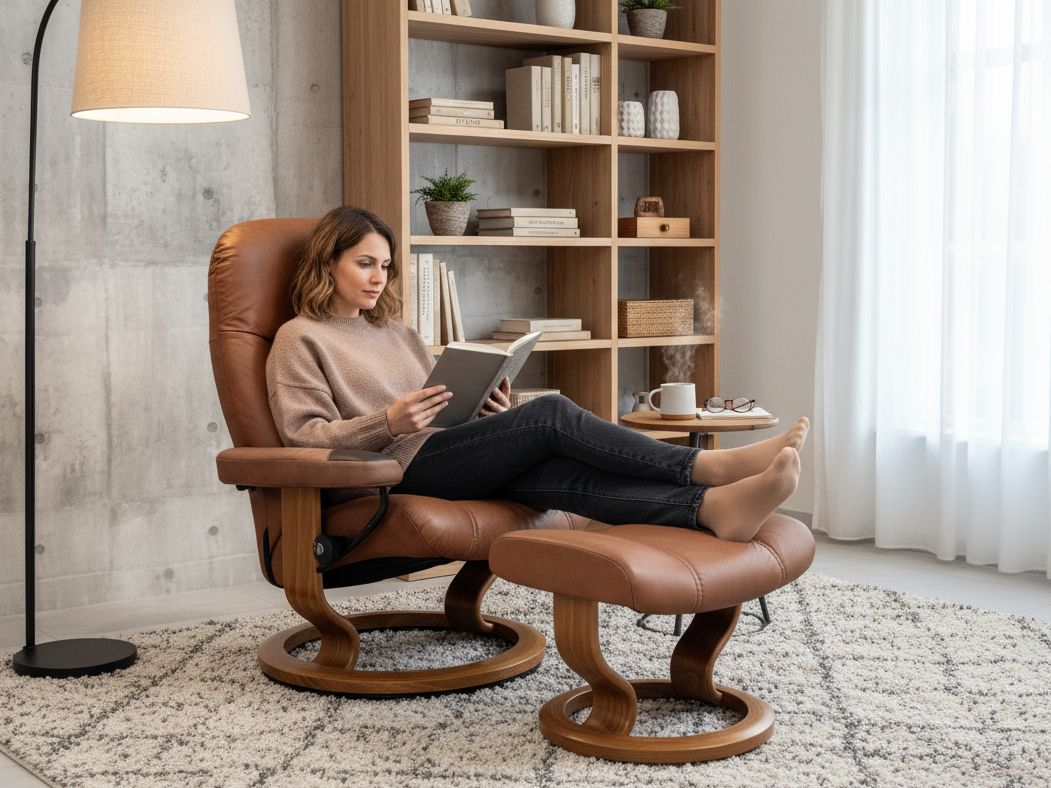 北欧ノルウェー製】エコーネス ストレスレスチェア＆オットマンセット