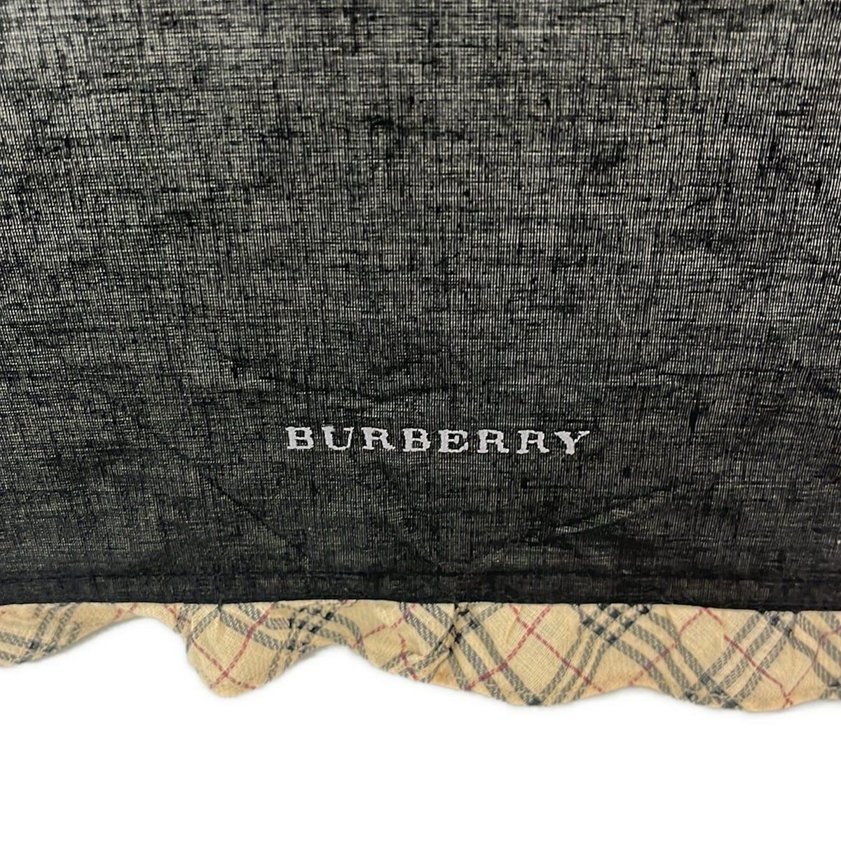  BURBERRY バーバリー 日傘 - 黒×ベージュ×レッド 折りたたみ日傘 チェック柄 フリル 日傘 長傘