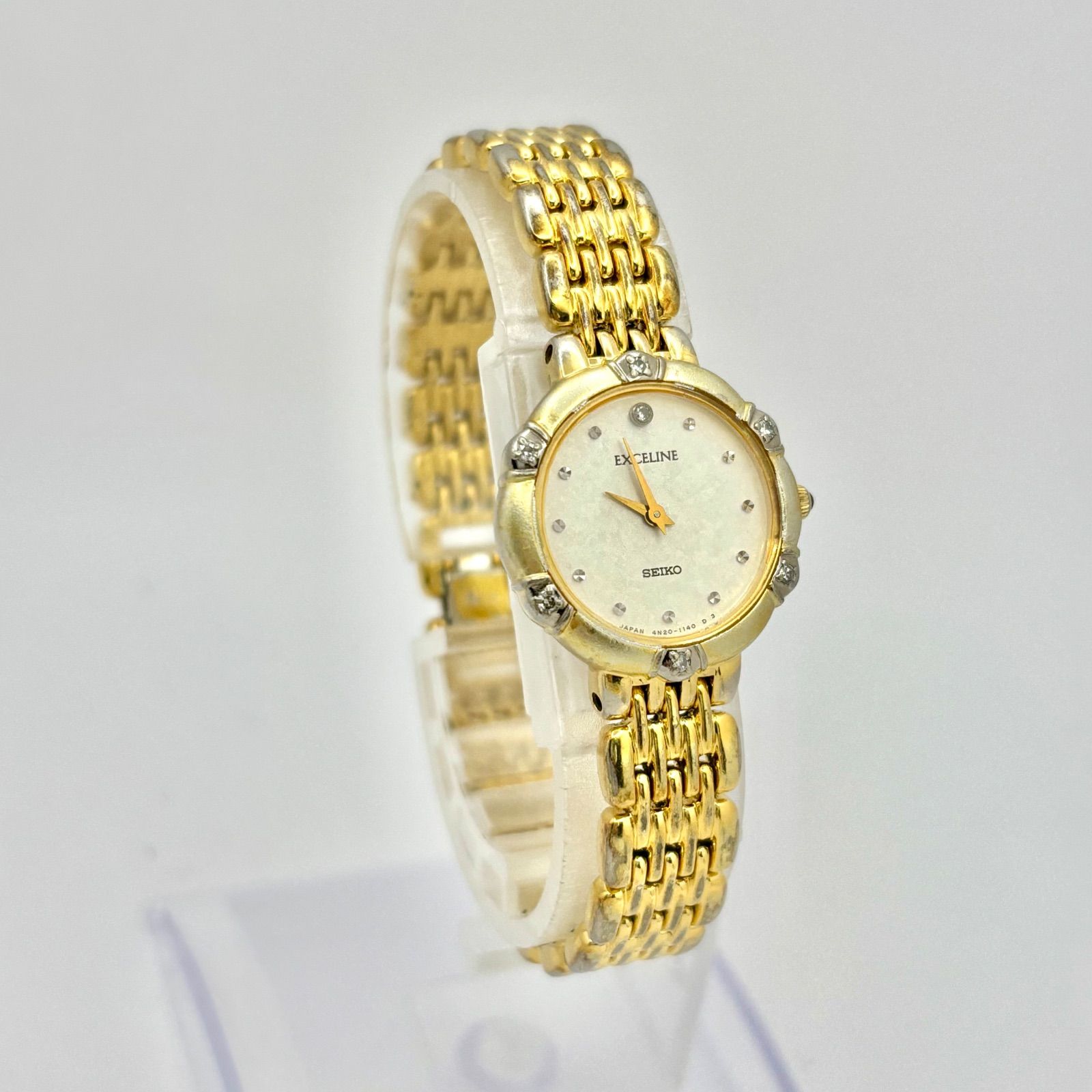 極美品✨SEIKO セイコー　EXCELINE エクセリーヌ　ダイヤ　ゴールド 新品電池】SEIKO セイコー EXCELINE エクセリーヌ 7Pダイヤ レディース