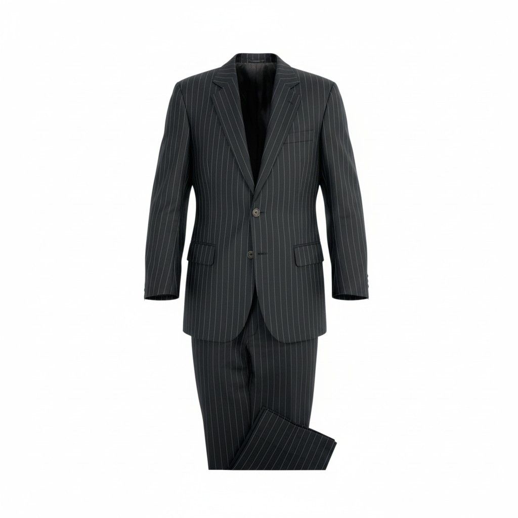 68 L 11 バーバリー イタリア製 コレクションライン シングルスーツ セットアップ 裏地ロゴ総柄 46 ブラック ストライプ ウール メンズ 男性用u 02 t