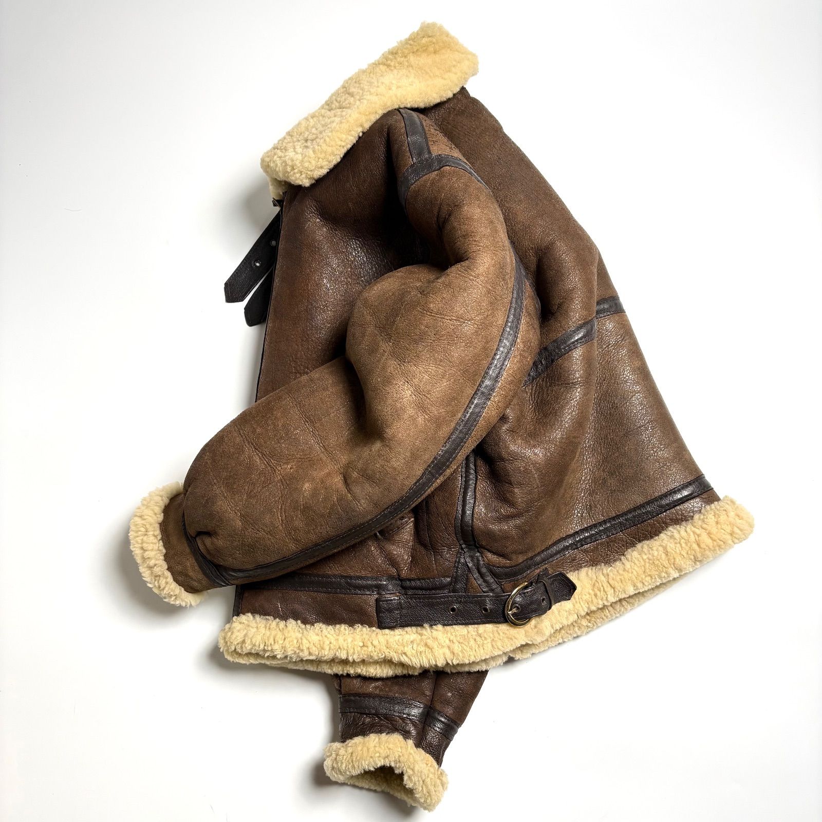 米国製】Schott レザージャケット 茶 44 ムートンジャケット B-3