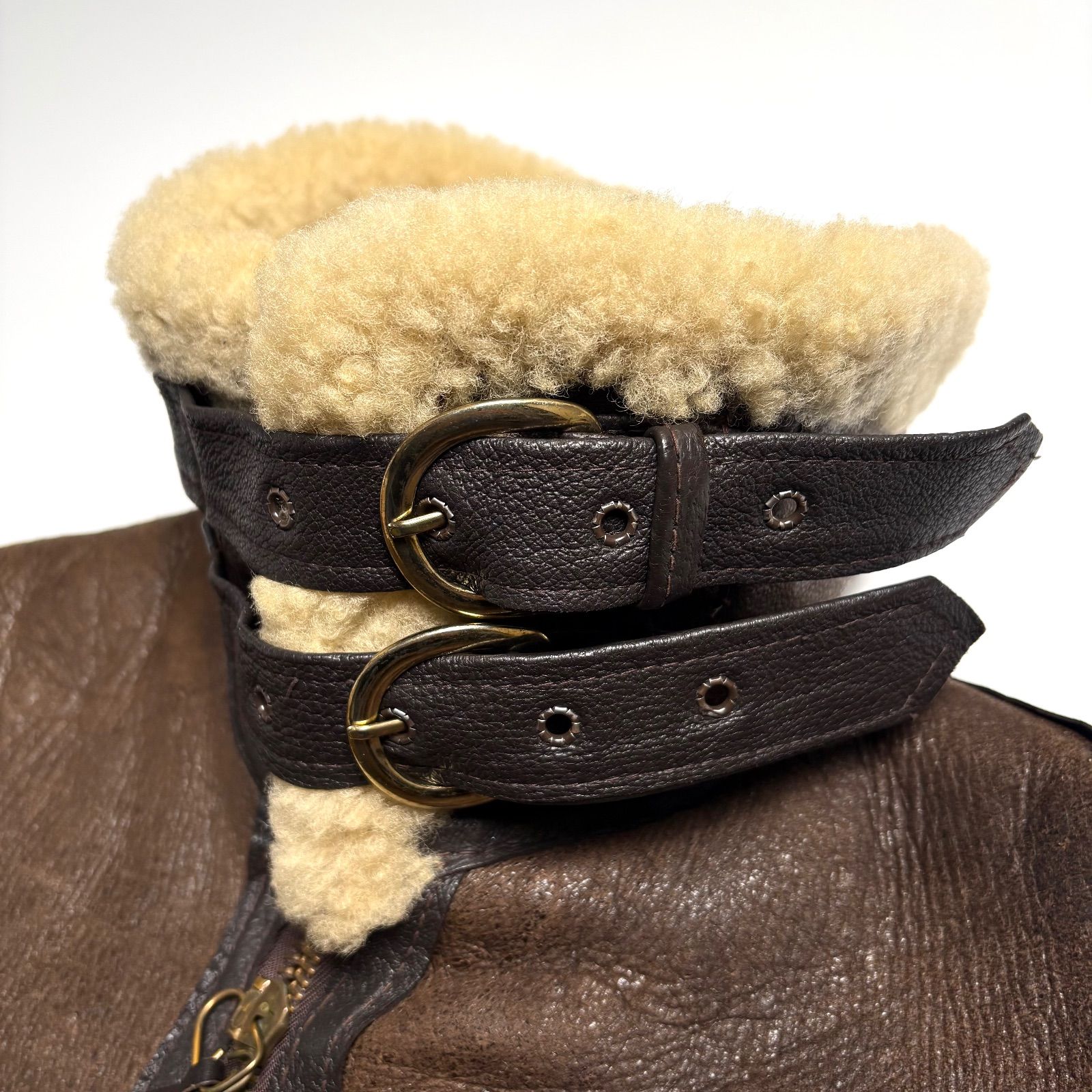 米国製】Schott レザージャケット 茶 44 ムートンジャケット B-3