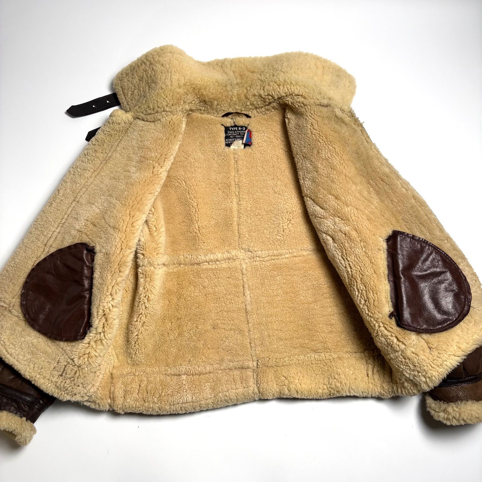 米国製】Schott レザージャケット 茶 44 ムートンジャケット B-3