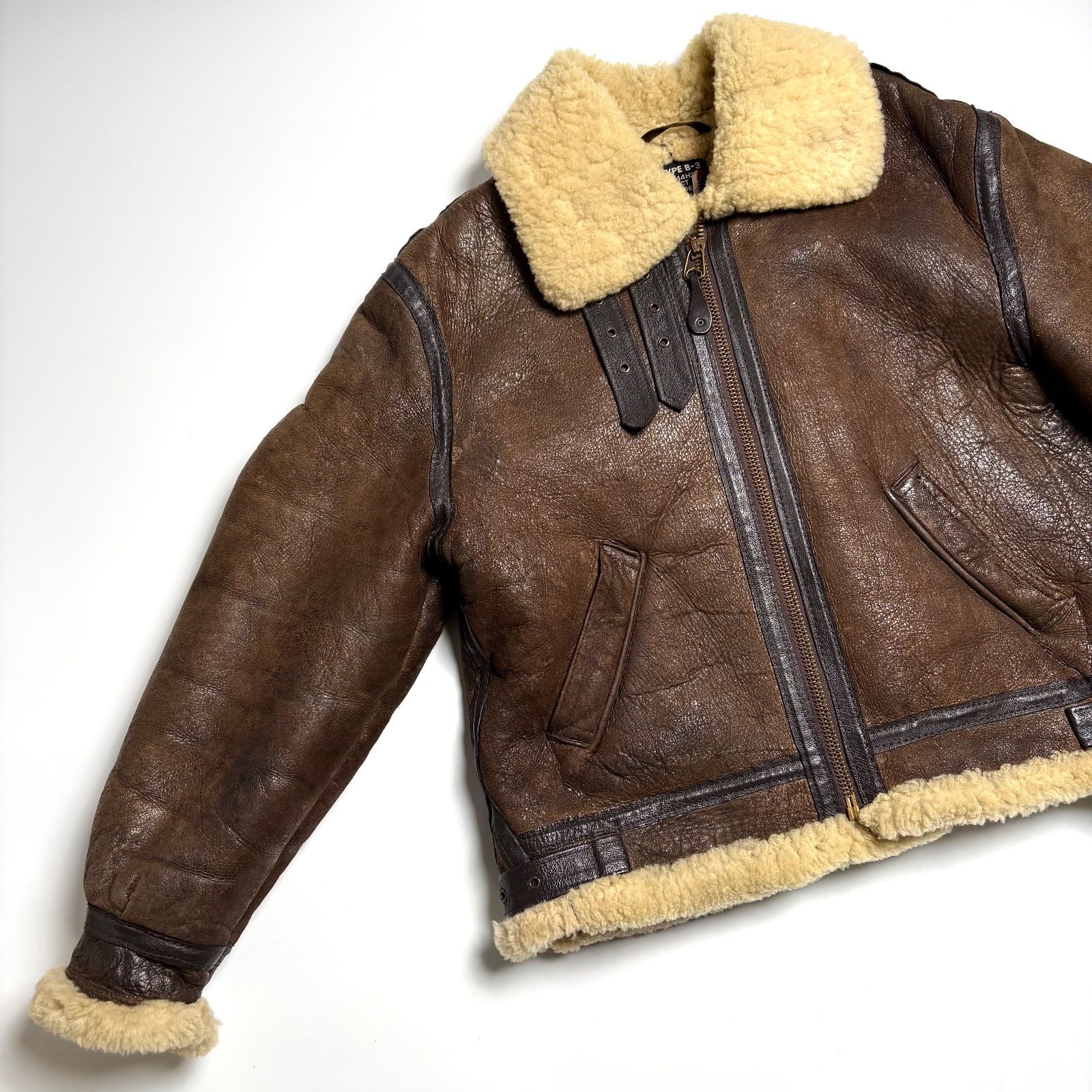 米国製】Schott レザージャケット 茶 44 ムートンジャケット B-3