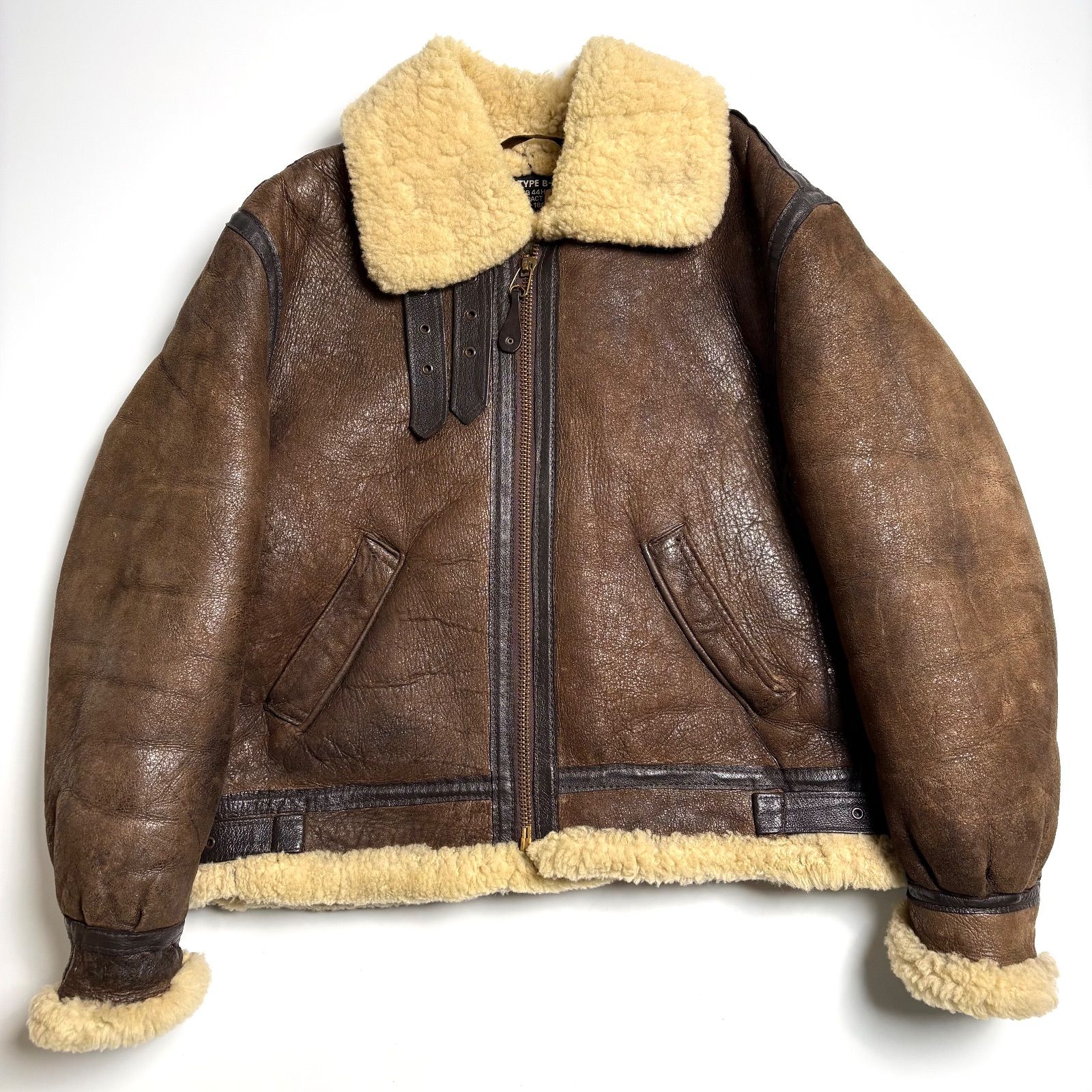 米国製】Schott レザージャケット 茶 44 ムートンジャケット B-3