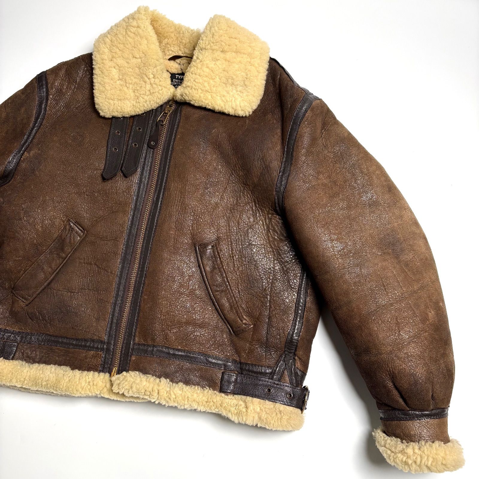 米国製】Schott レザージャケット 茶 44 ムートンジャケット B-3