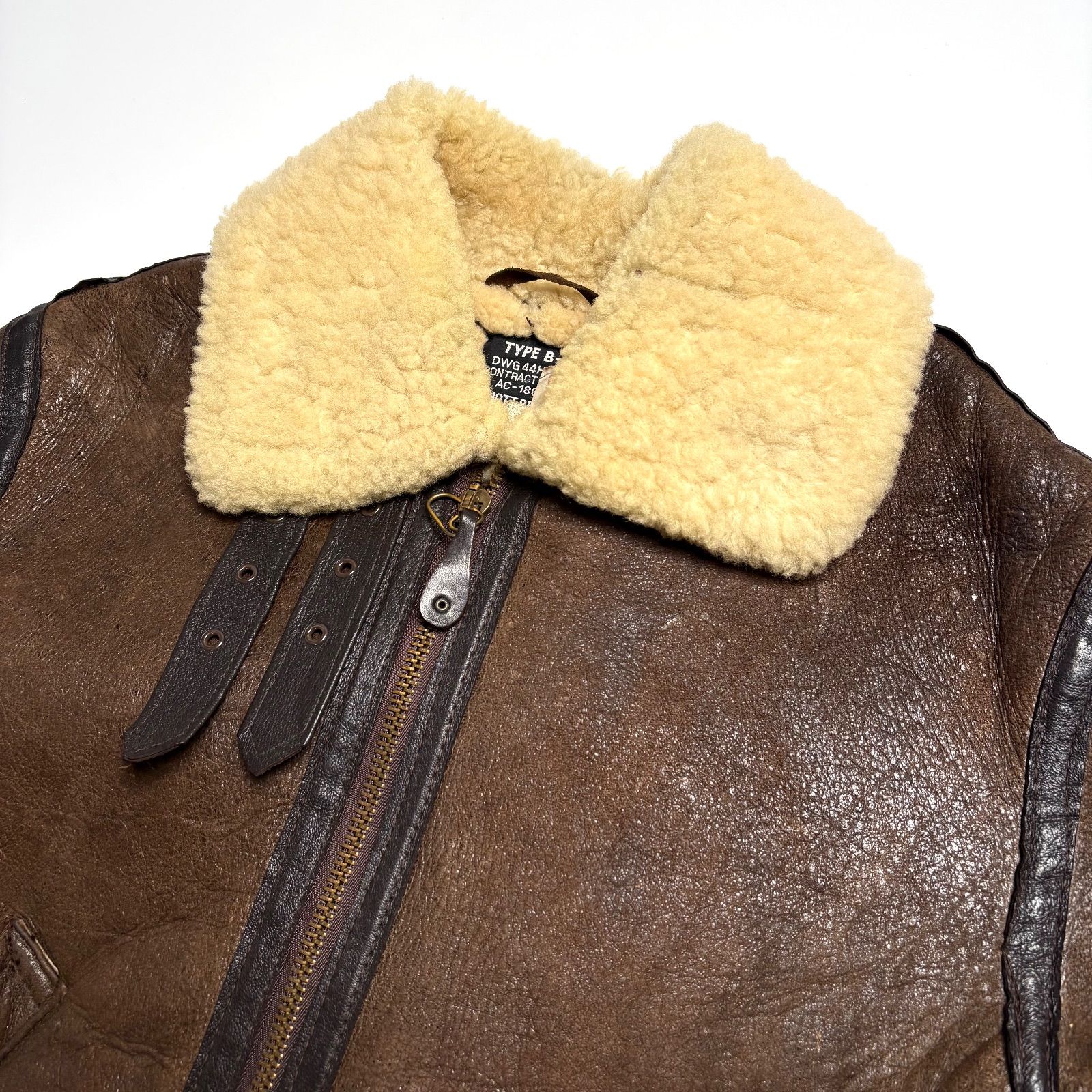 米国製】Schott レザージャケット 茶 44 ムートンジャケット B-3