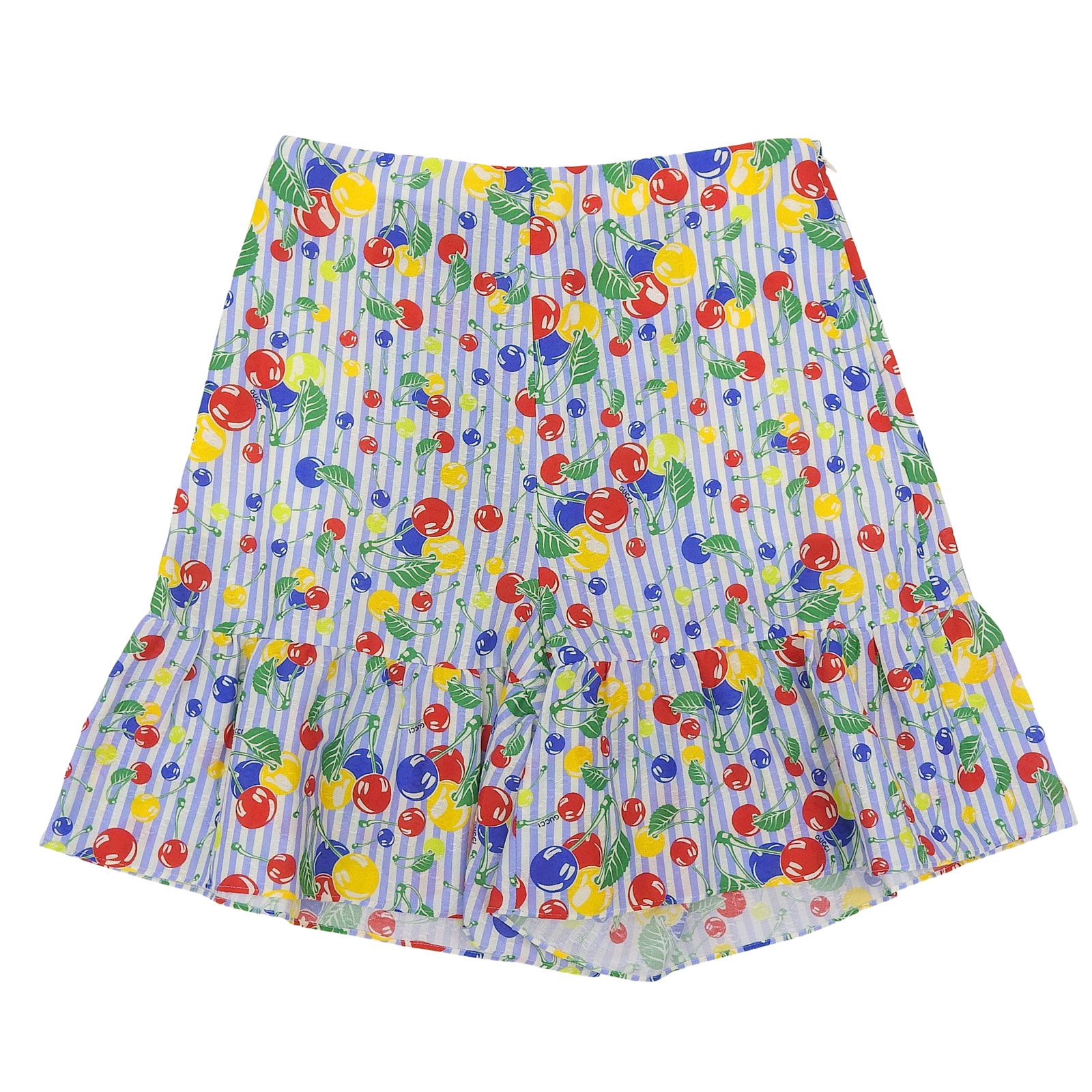 GUCCI グッチ 739766 シルク混 チェリープリント GG柄 フリル ショートパンツ マルチ 40 ハンガー付き イタリア製 レディース