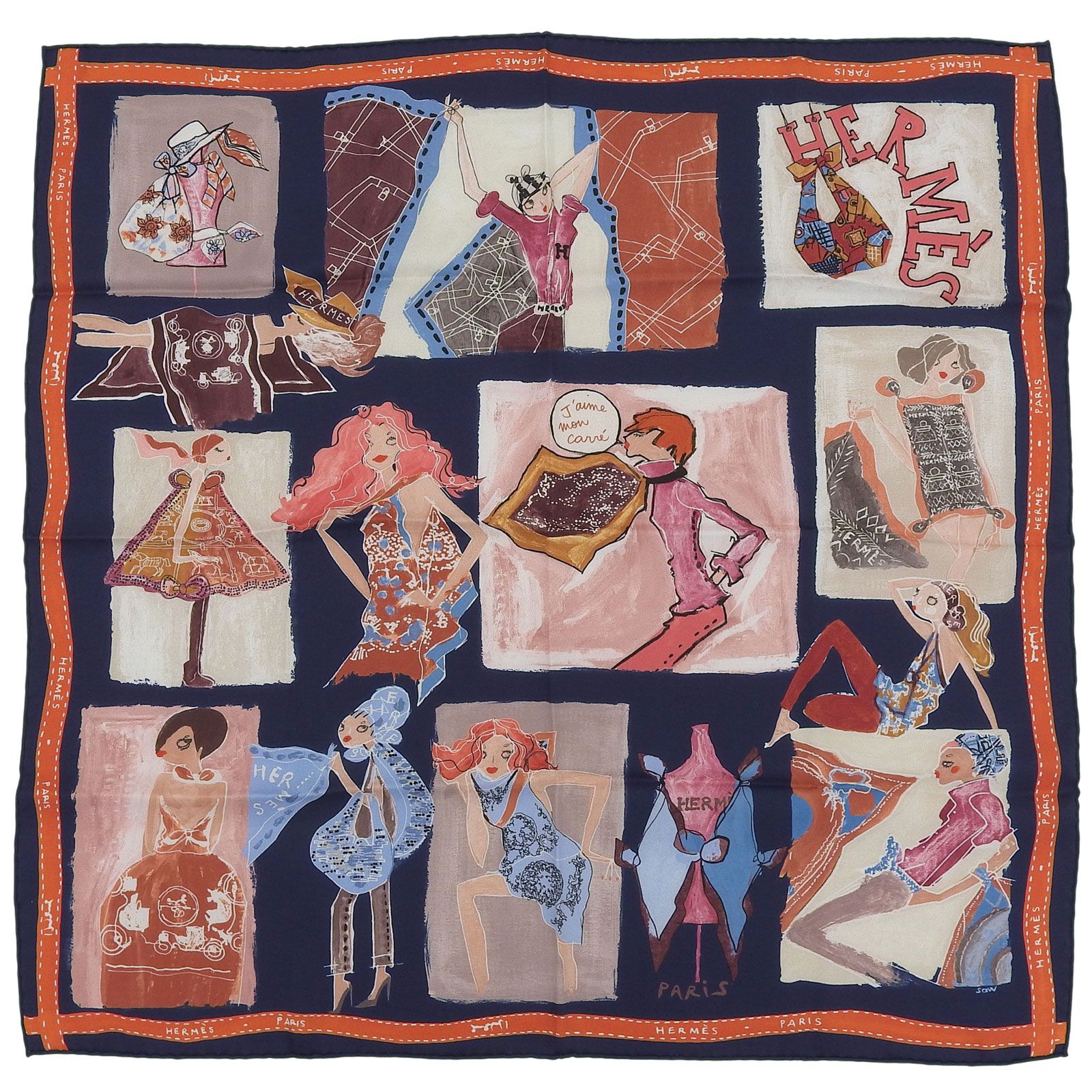 未使用品△HERMES エルメス カレ70 J'aime mon Carre ジェームモンカレ