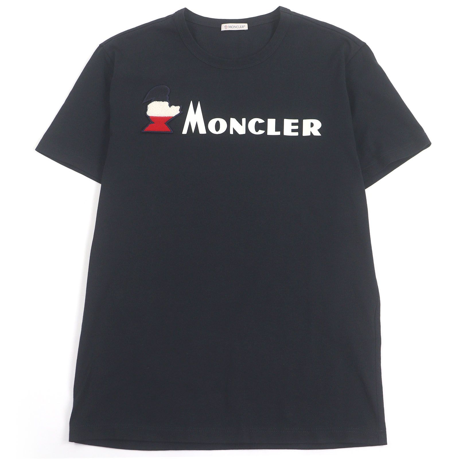 美品□MONCLER モンクレール E10918041850 MAGLIA T-SHIRT コットン100％ ロゴワッペン 半袖Ｔシャツ カットソー ブラック L 正規品 美品□MONCLER モンクレール E10918041850 MAGLIA T-SHIRT コットン100