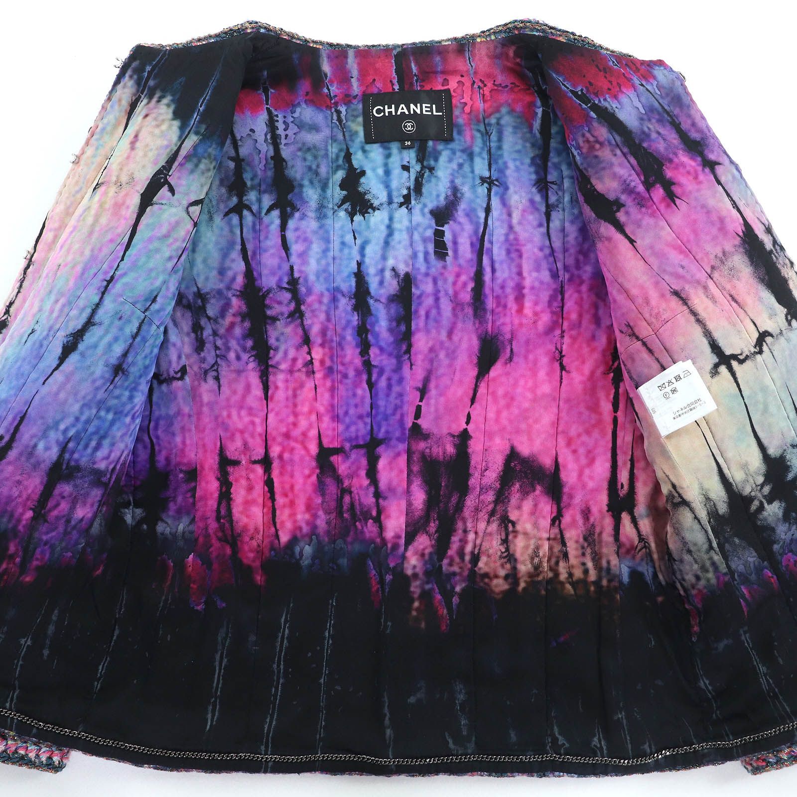 極美品△CHANEL シャネル P64526 シルク ウール ココマークボタン ラメ